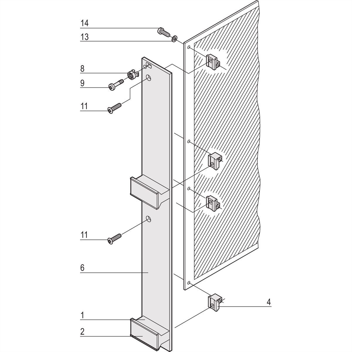 SCHROFF Insteekset met trapeziumvormige handgreep, niet-afgeschermd, grijs, 6 HE, 12 HE