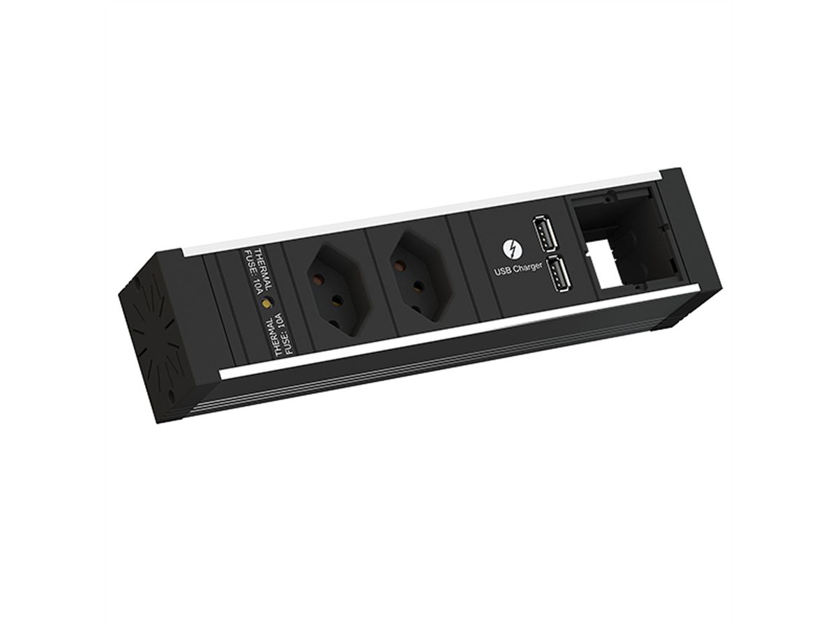 BACHMANN VENID 2xCH T13 1x USB Charger, Current 0.2 GST18 black Switzerland