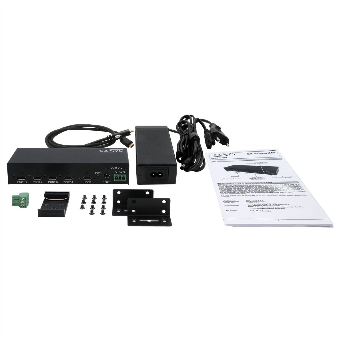 EXSYS EX-12294HMS 4 Port USB 3.2 Metall HUB 4x C