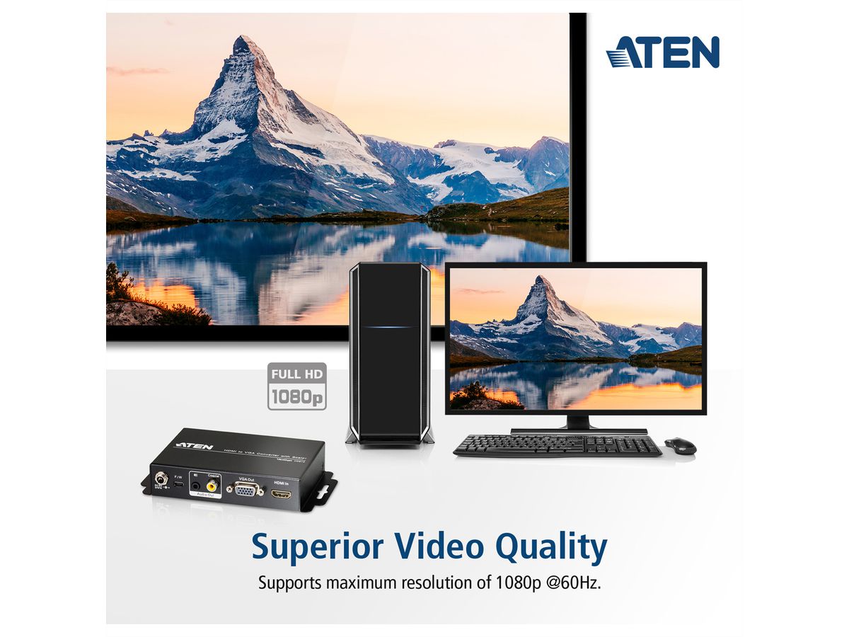 HDMI to VGA/Audio Converter with Scaler