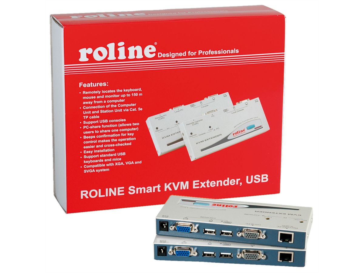 ROLINE Smart KVM extender via RJ45, VGA, USB