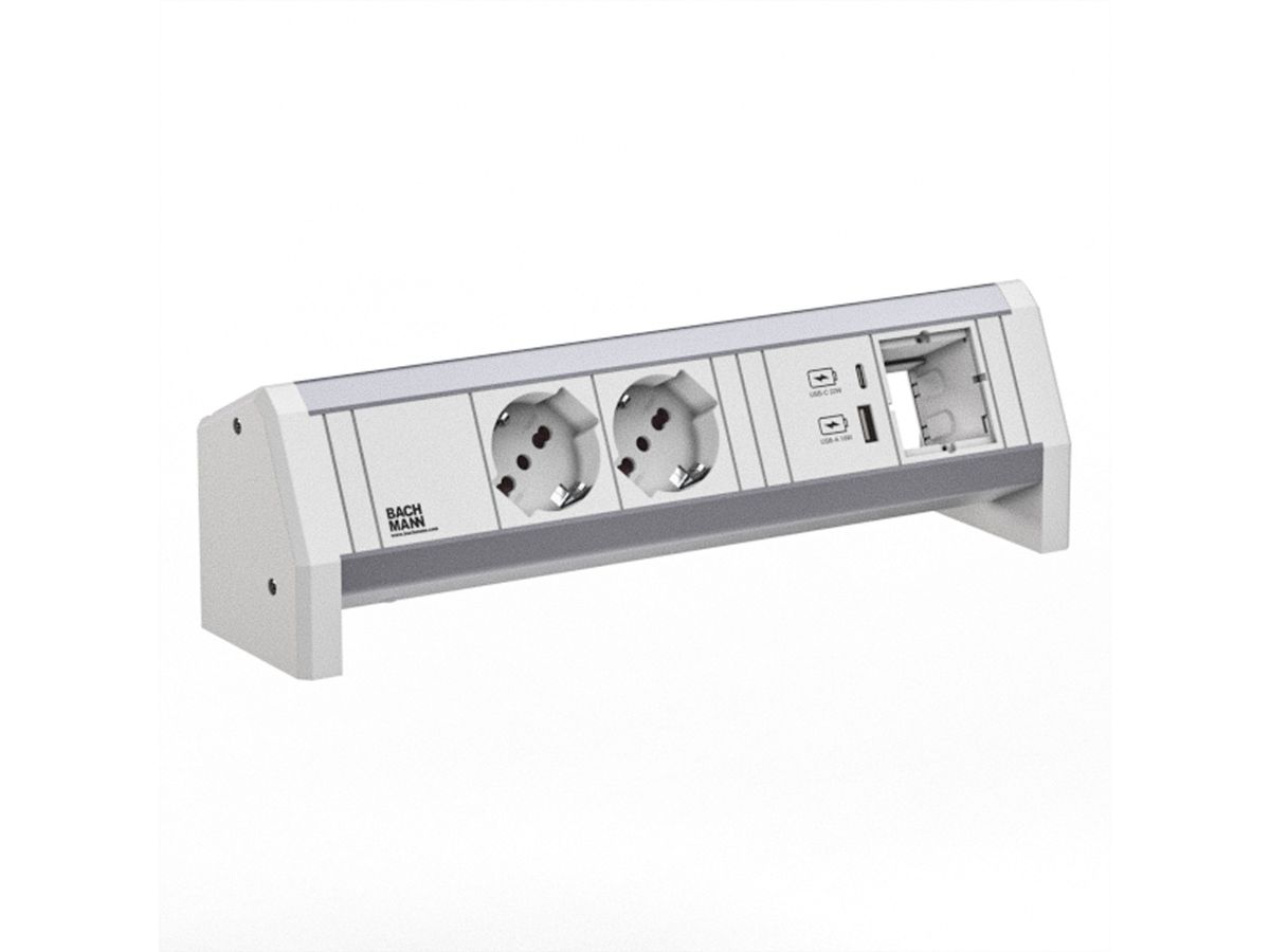BACHMANN DESK 2xP40 1xUSB A/C 22W 1xCM GST18 RAL9010