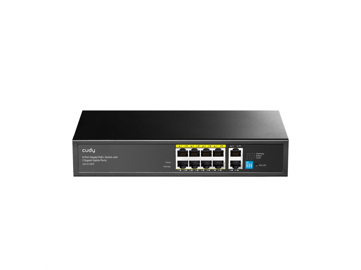 CUDY GS1010PE 8-poorts Gigabit PoE+ Switch 2 Gigabit Uplink-poorten 120W