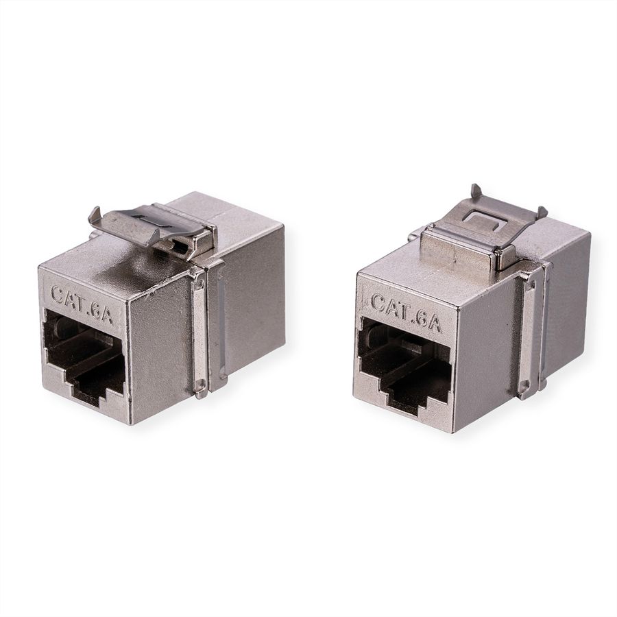 VALUE RJ-45-koppeling, keystone, afgeschermd, Cat.6A (Klasse EA), korte uitvoering, zilver