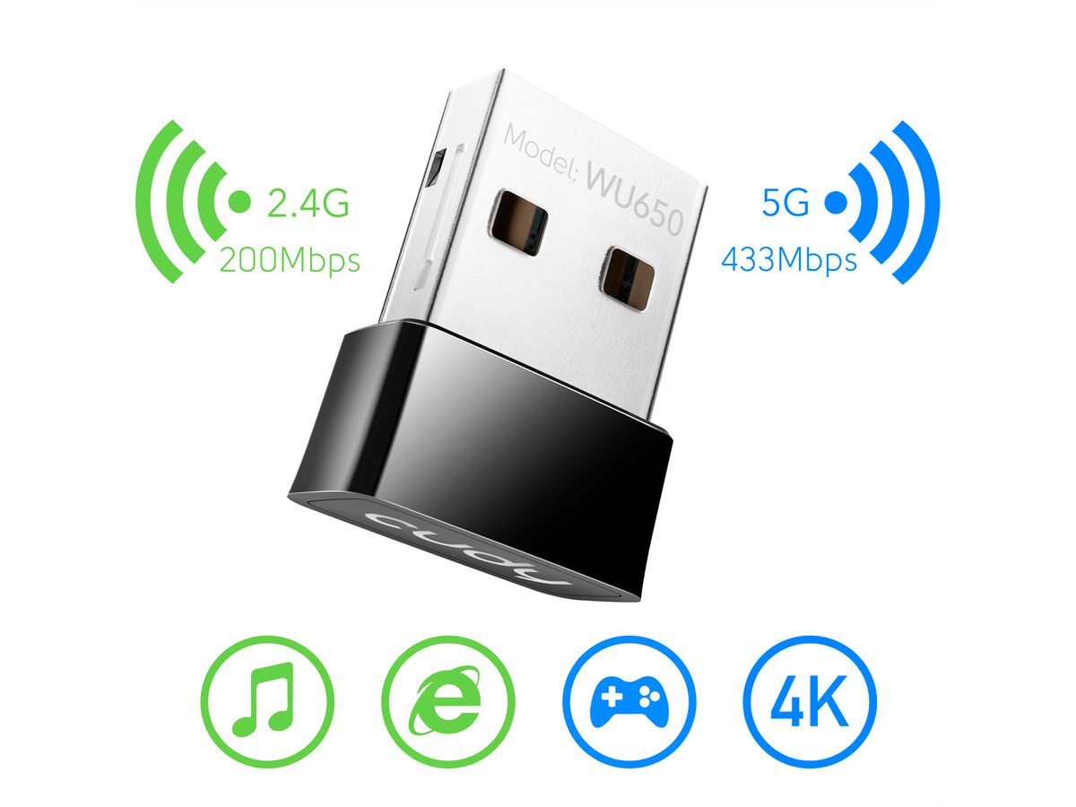 CUDY WU650 AC650 Wi-Fi Mini USB Adapter