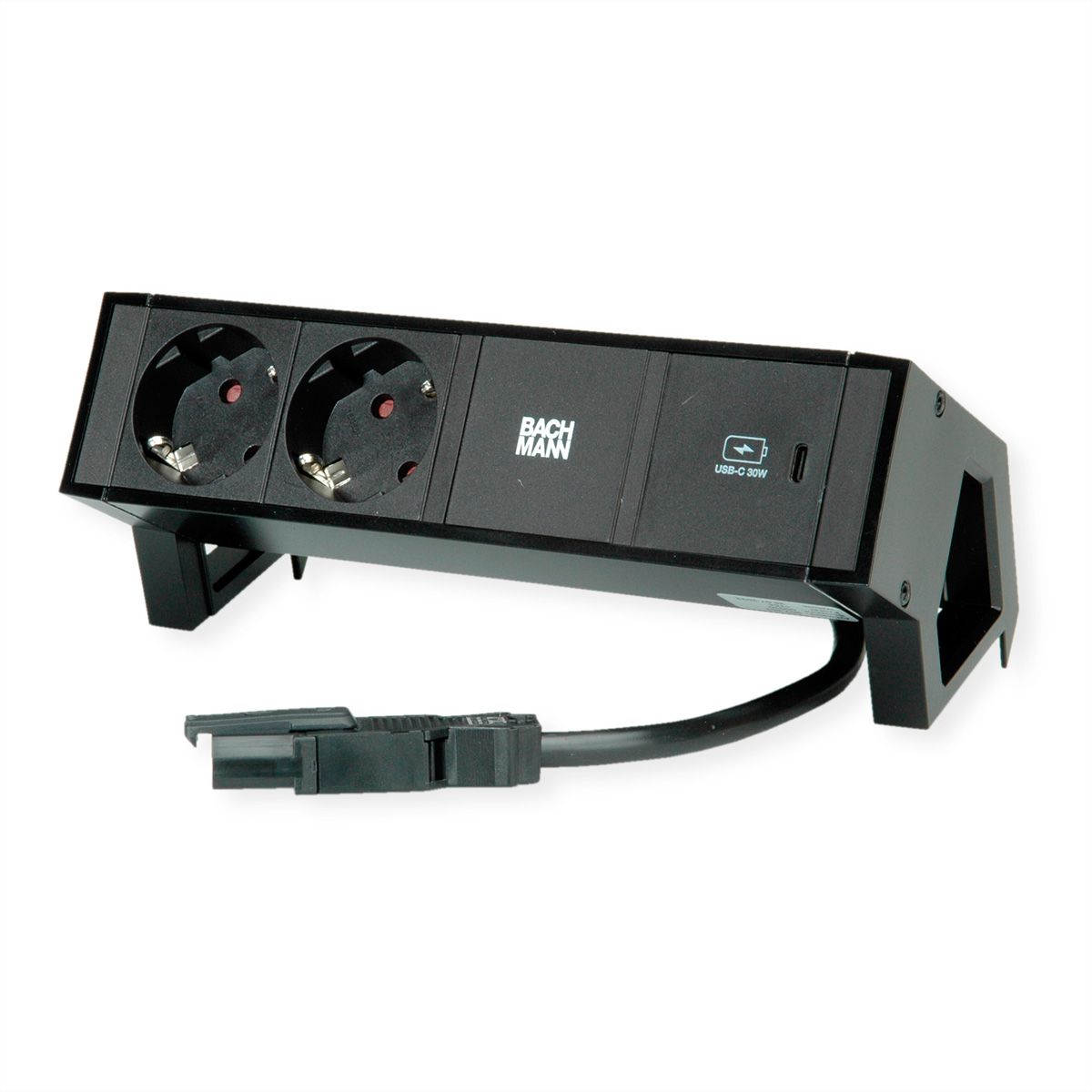 BACHMANN DESK2 2xprotective contact USB C, USB Charger 30W 0.2m GST18 black