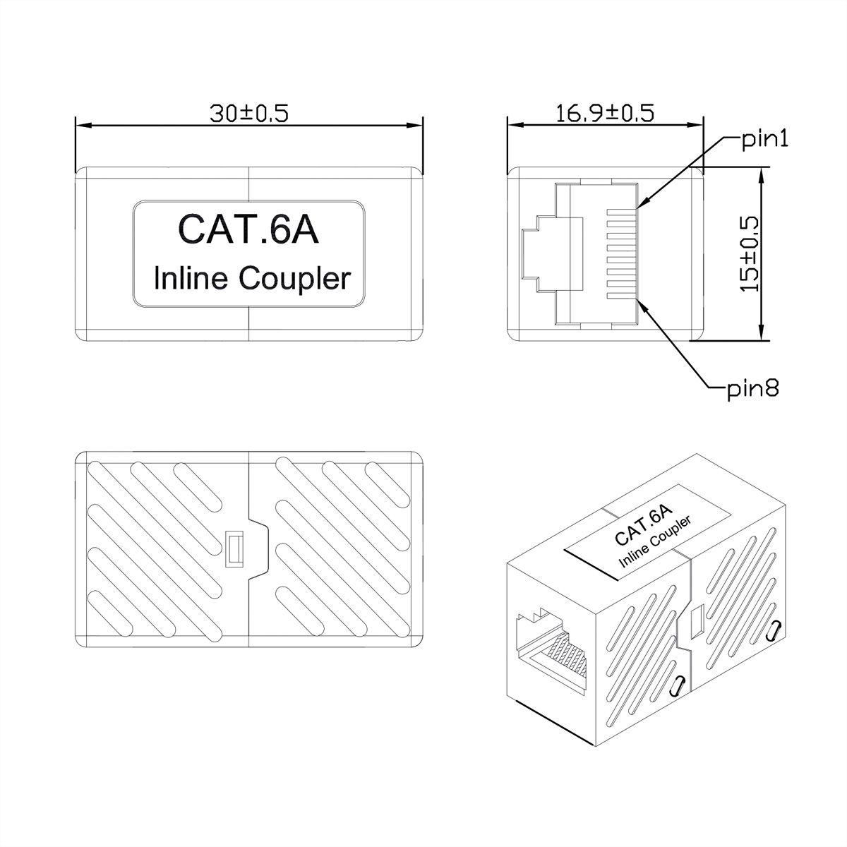 ROLINE RJ45 Koppelstuk, onafgeschermd, Cat.6A (Klasse EA), wit
