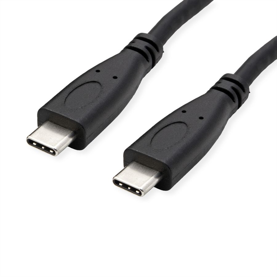 ROLINE USB 3.2 Gen 2 kabel, met PD, C-C, M/M, 4K UHD-1, 10Gbit/s, Emark, 100W, zwart, 0,5 m