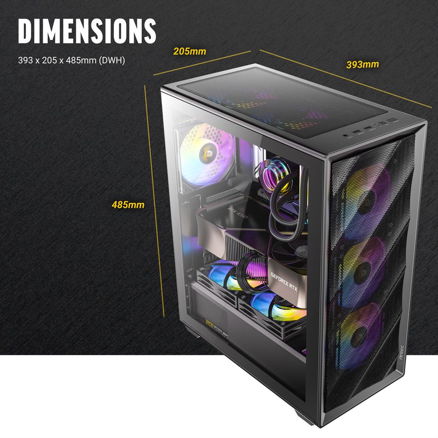 ANTEC AX85 ARGB PC case Midi Tower Gaming ATX, black