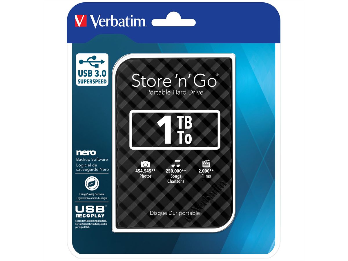 VERBATIM Festplatte 1TB USB3.0 schwarz