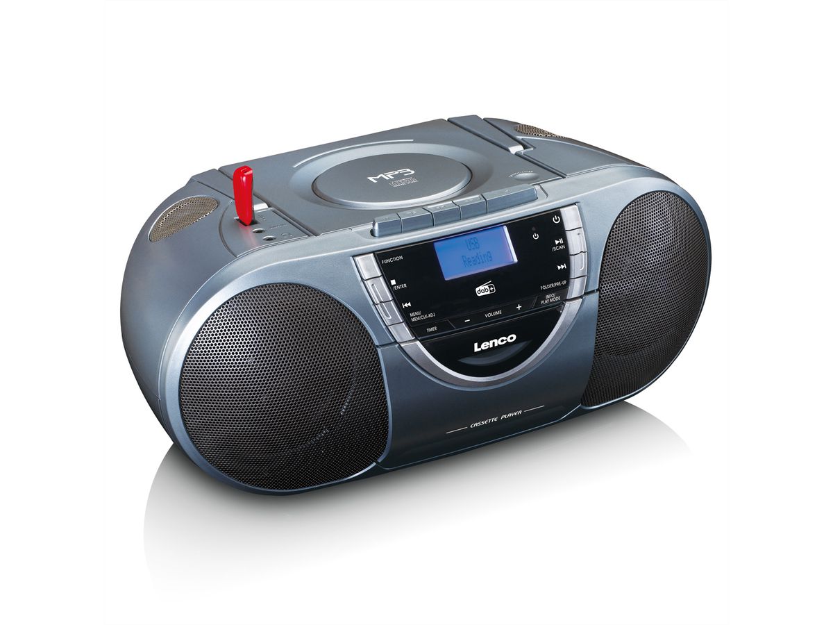 Lenco DAB+ radio/boombox SCD-6800, Cassette, CD/MP3-speler, FM, DAB+, grijs