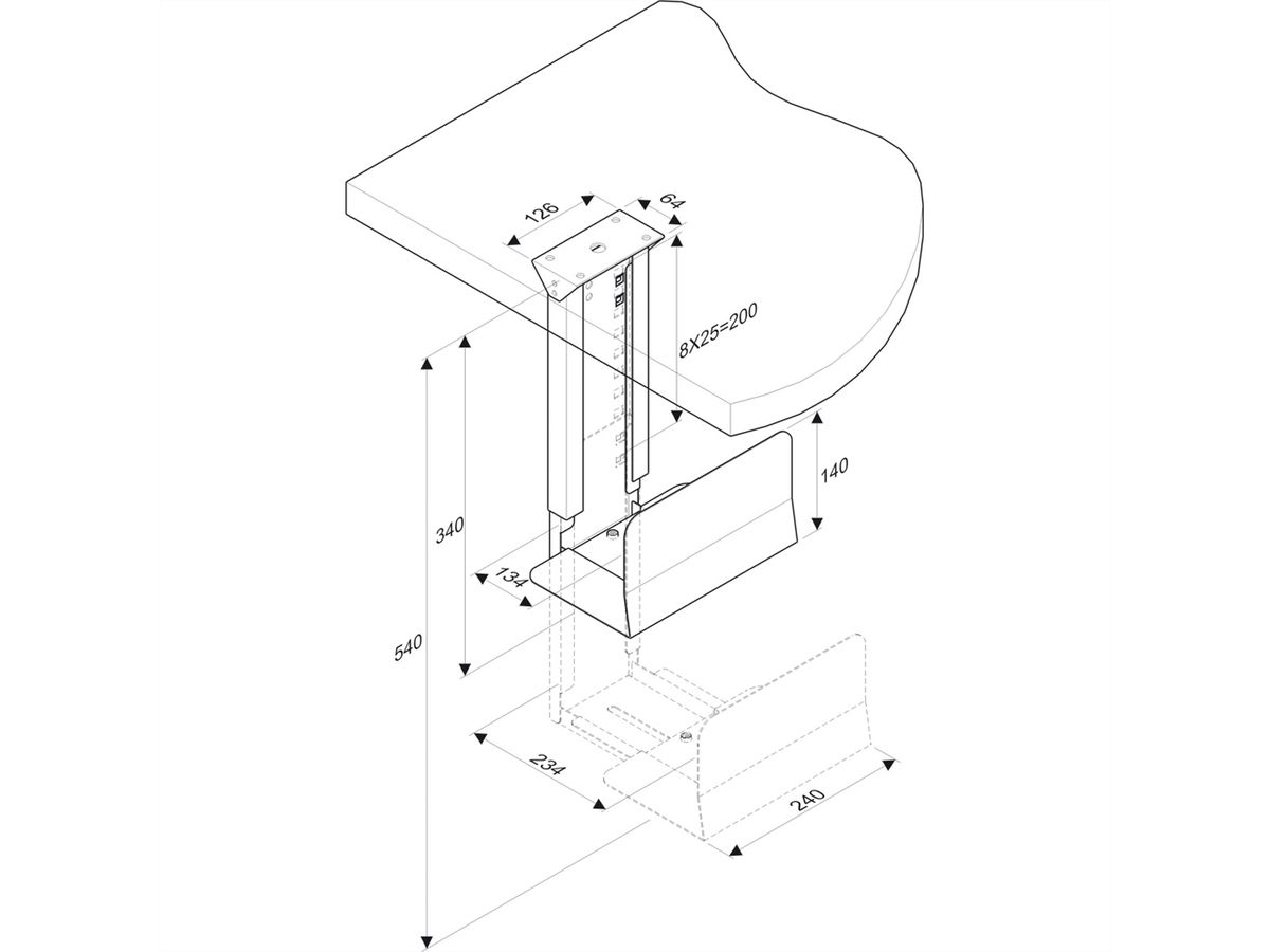 ROLINE PC houder zilver