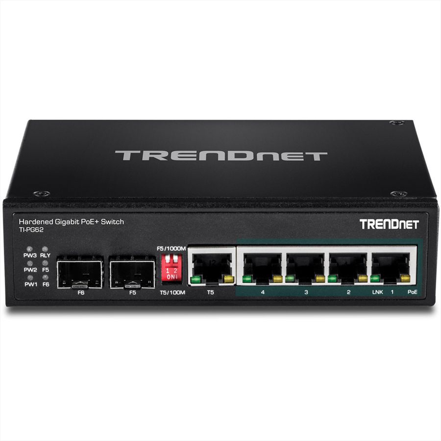 TRENDnet TI-PG62 6-Port Gigabit Switch PoE+ DIN-Rail Industrial