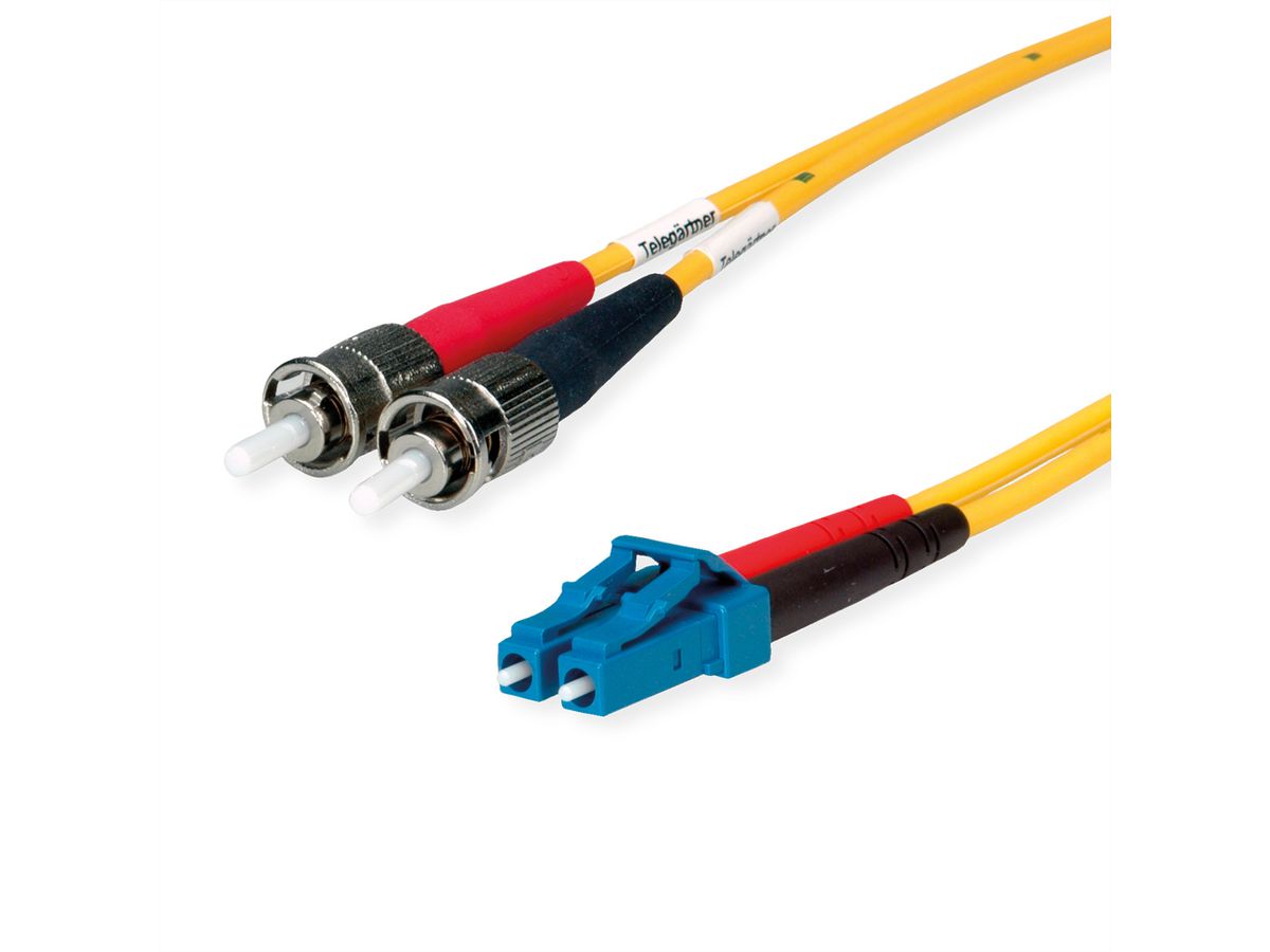 TELEGÄRTNER duplex glasvezelkabel 9/125 OS2, 2x ST-connector, 1x LC-duplexconnector, geel, 2 m