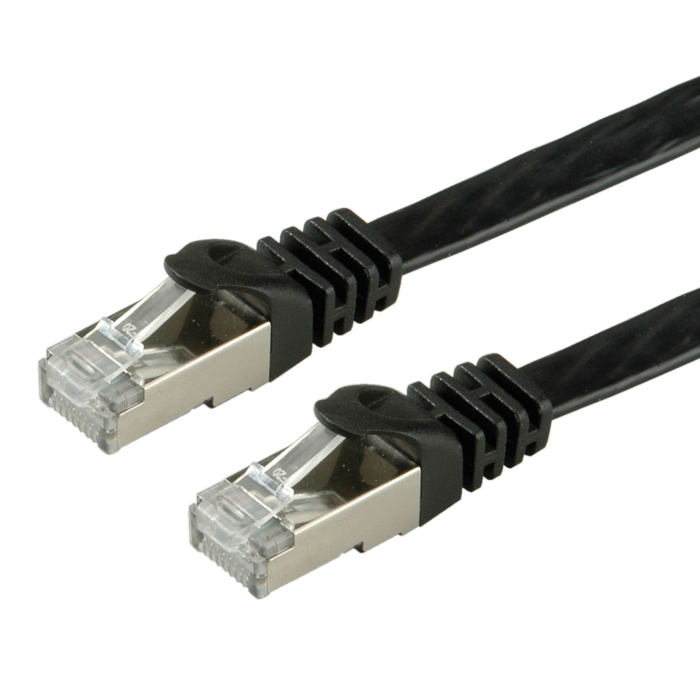 VALUE FTP Patch Cord, Cat.6 (Class E), extra-flat, black, 2 m