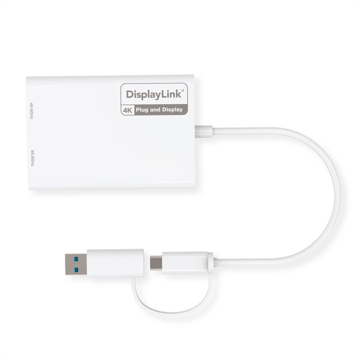 ROLINE Multi-DisplayLink Adapter USB Type A+C - 2x HDMI, Multi-Stream 4K