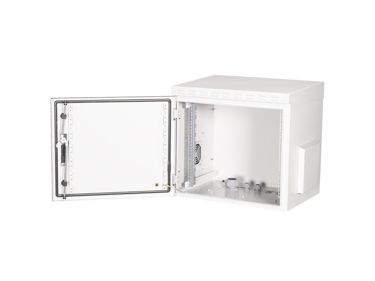 ROLINE 19-inch wall-mounted housing Pro 9 U, 600x450 WxD IP55 outdoor grey