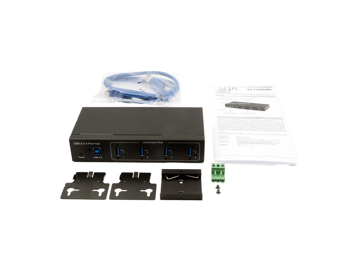 EXSYS EX-11224HMVS 4-poorts USB 3.2 Gen 1 metalen HUB VIA VL811+ chipset