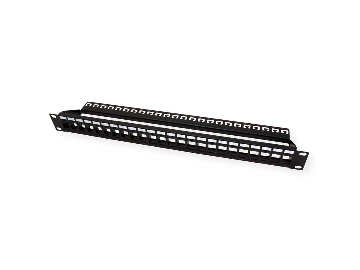 ROLINE Keystone 19'' Module frame Cat.5/Cat.6, 24 Ports, blank, UTP, black