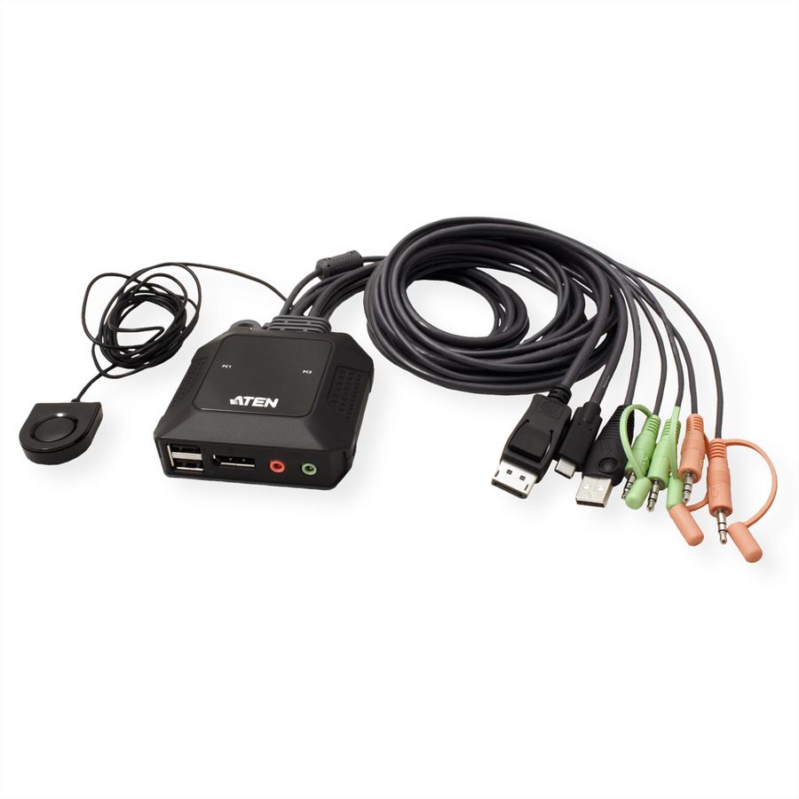 ATEN CS52DP 2-poorts USB C DP hybride kabel KVM switch
