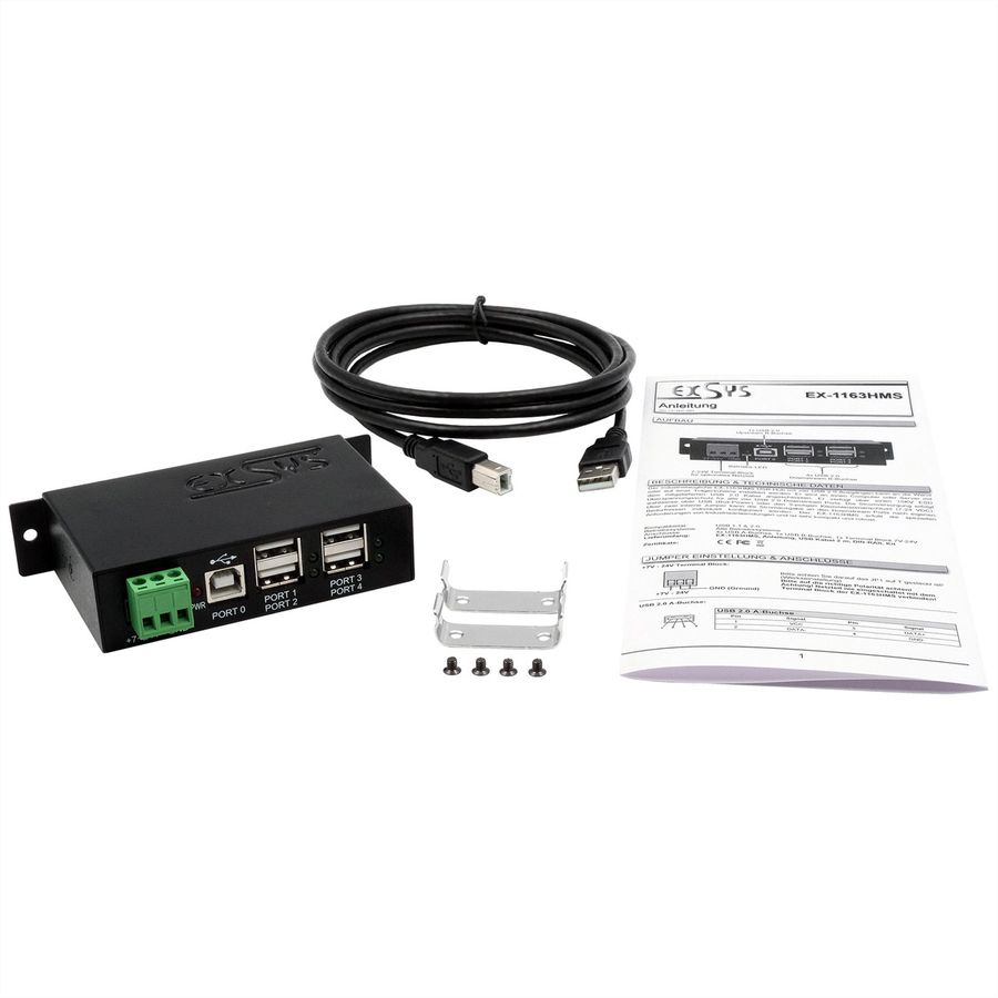 EXSYS EX-1163HMS 4-Port USB 2.0 Metal HUB, with 15KV Surge Protection