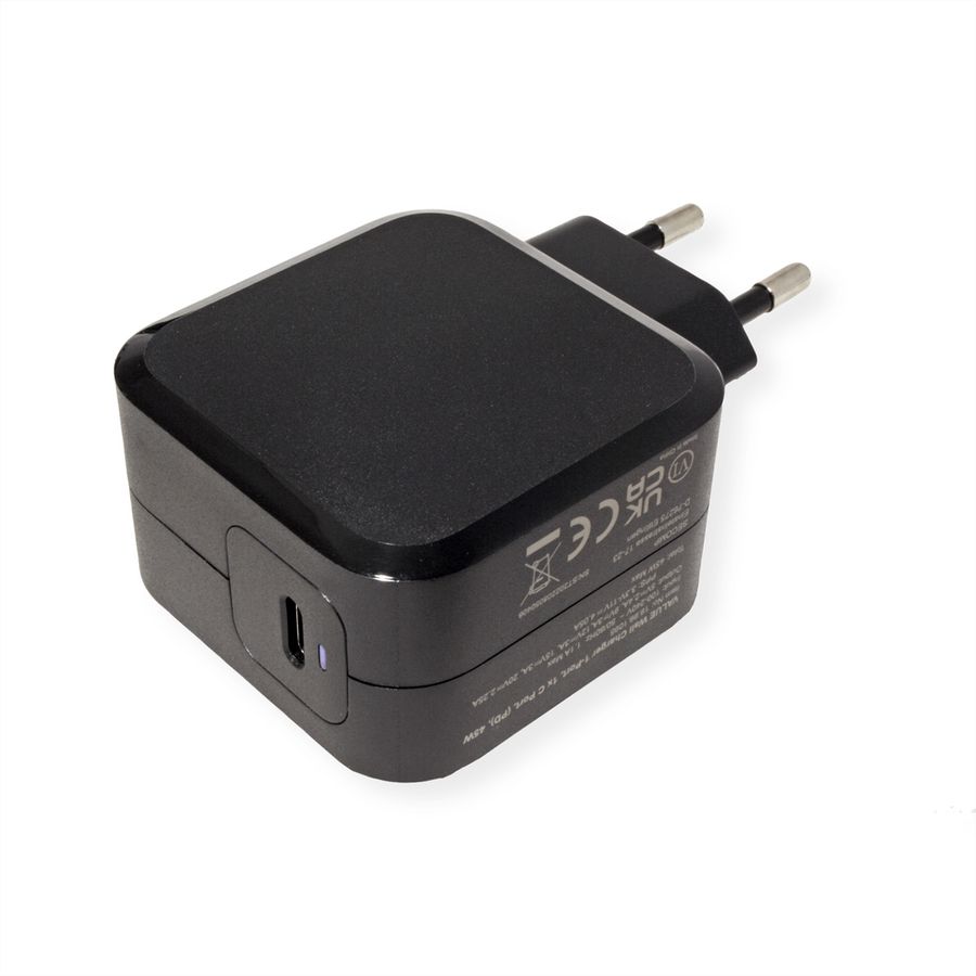 VALUE USB oplader met eurostekker, 1 poort (Type C PD), 45W