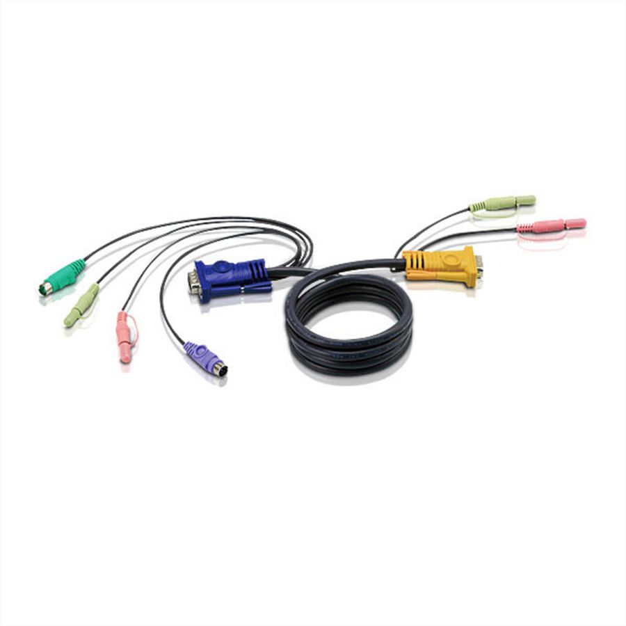 ATEN 2L-5303P KVM Kabel VGA, PS/2 en Audio, zwart, 3 m