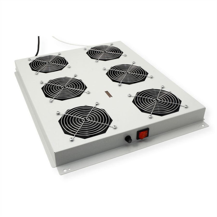 ROLINE 19-inch dakventilatorunit 6 ventilatoren, Thermostaat grijs