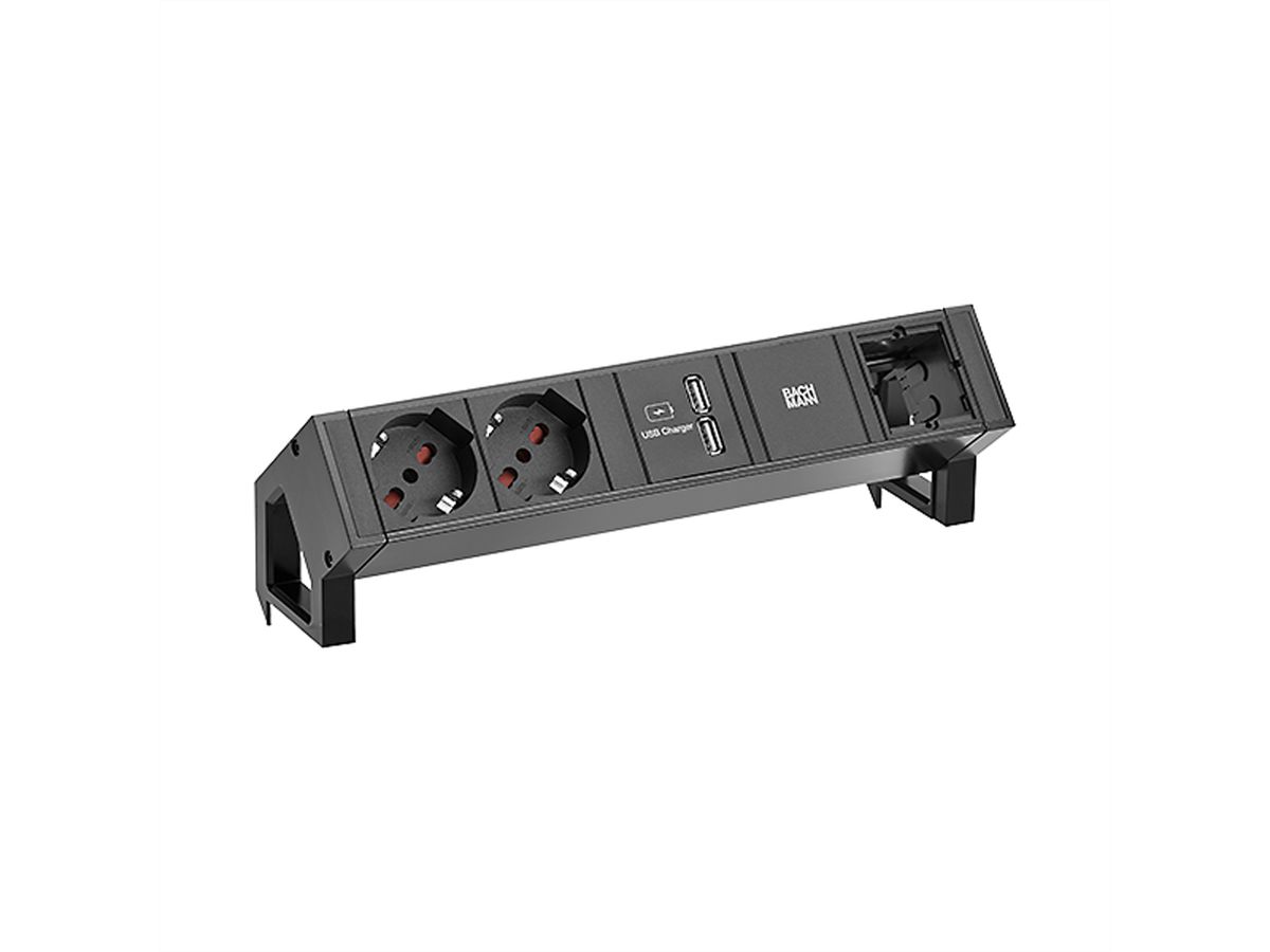 BACHMANN DESK2 2xP40 USB Charger 1xCM, Electricity 0.2m GST18 RAL9005, Italia