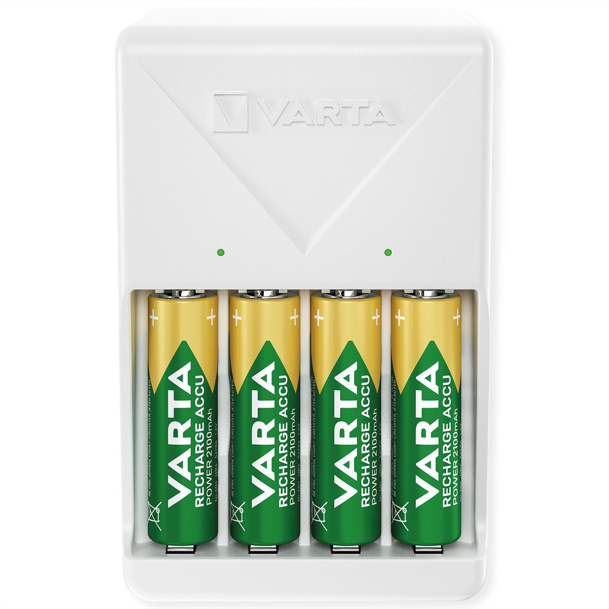 VARTA Ladegerät + 4 Akkus NH-AA, 2100mAh, Plug Charger inkl. Akkus, 4x Mignon AA, vorgeladen, sofort einsatzbereit