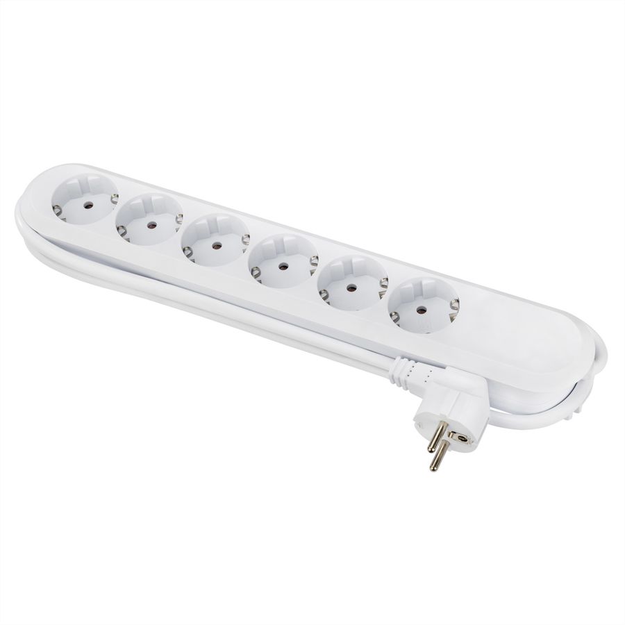BACHMANN SMART socket strip 6x earthing contact, white, 3 m
