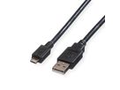 ROLINE USB 2.0 Kabel, USB A Male - Micro USB B Male, zwart, 0,8 m