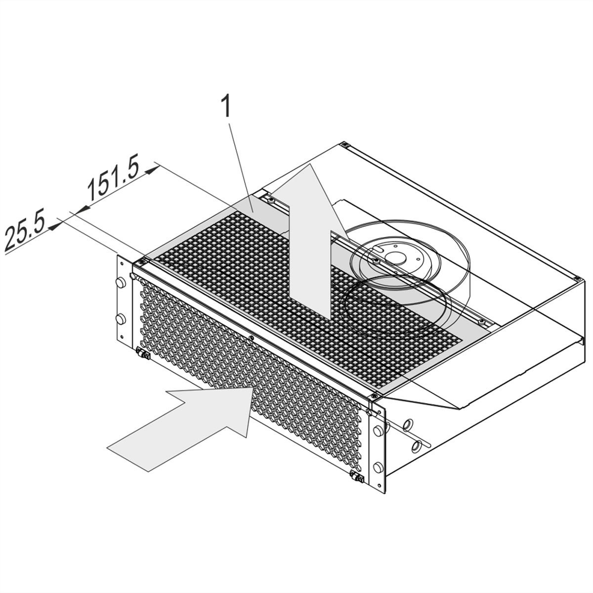 SCHROFF Air Deflector Plate for 19" Pusher Fan, 3 U, Hose Connection Rear