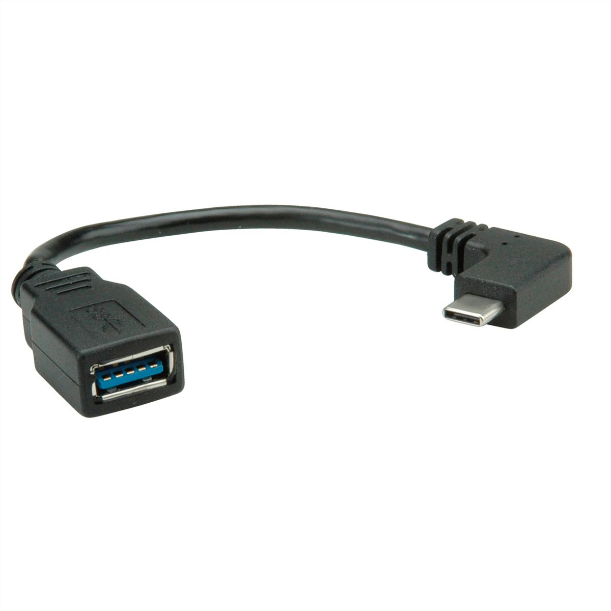 ROLINE USB 3.2 Gen 1 kabel Type C - Type A, Male/Female, OTG , zwart, 0,15 m