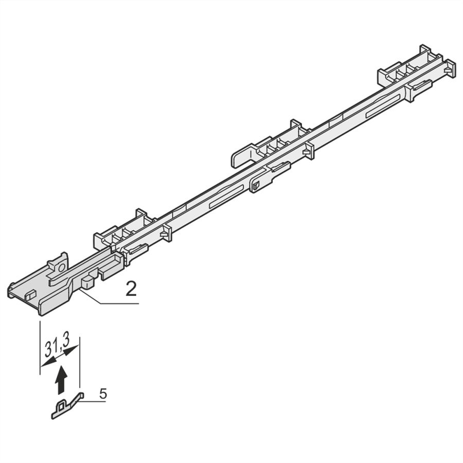 SCHROFF printplaatgeleiders/steunen voor AdvancedMC, gedeelde extrusie (stut) voor deksel A