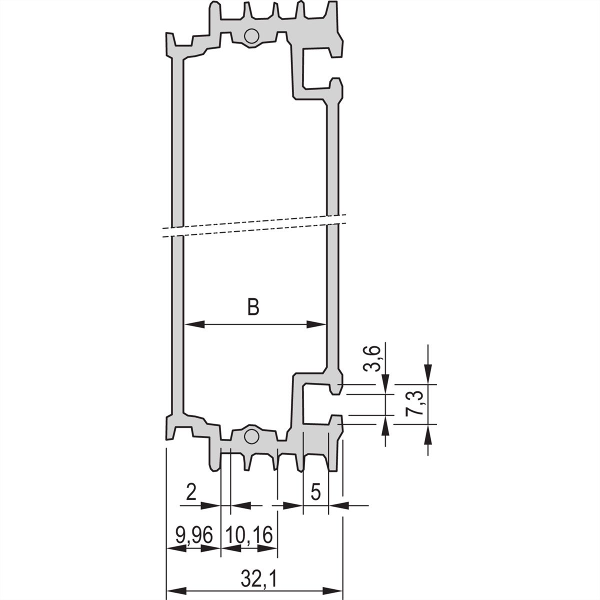 SCHROFF HF Frame Type Plug-In Unit Body Tube, 7 HP, 1000 mm