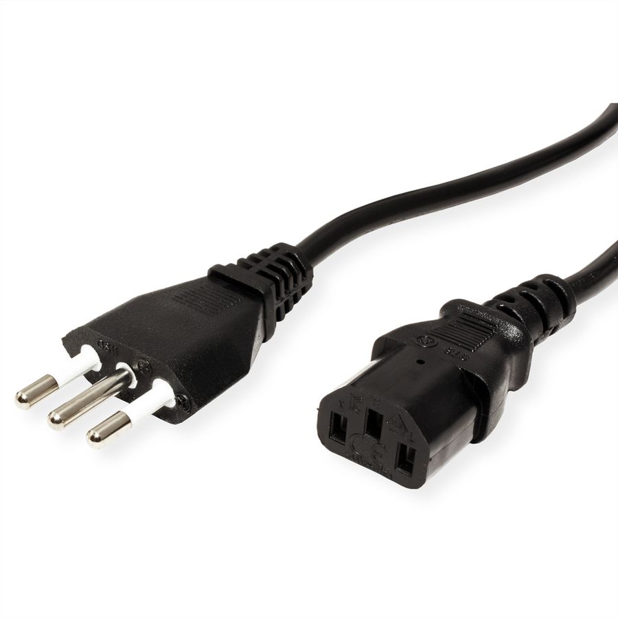 VALUE Power Cable, straight IEC Conncector, Italy Version, black, 1.8 m