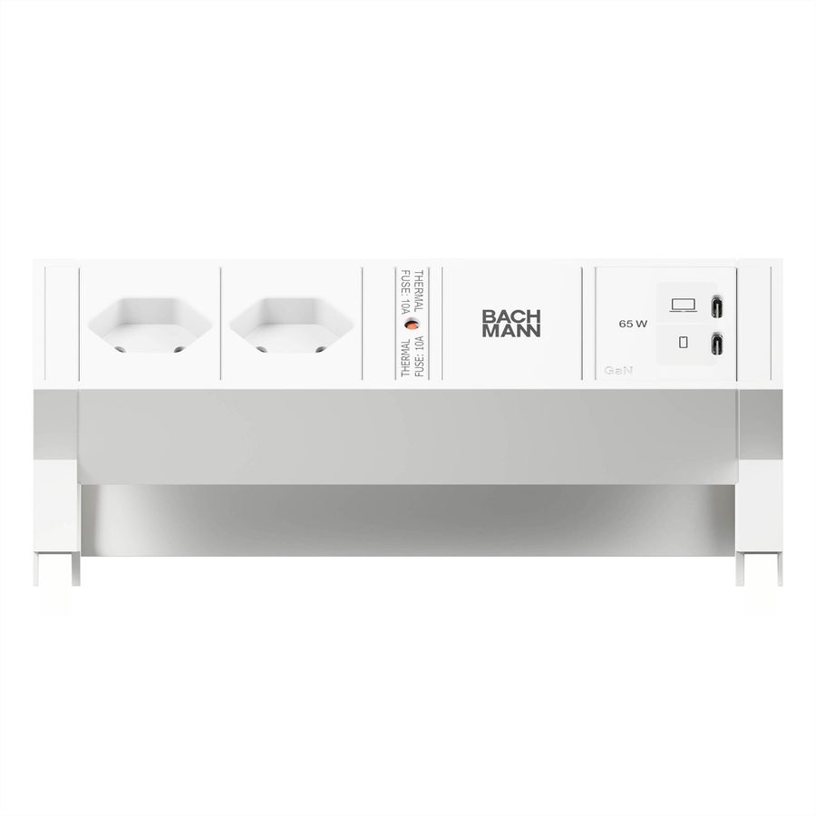 BACHMANN DESK2 white 2xCH 90°, 1x USB C/C 65W L=0.2m RAL9010