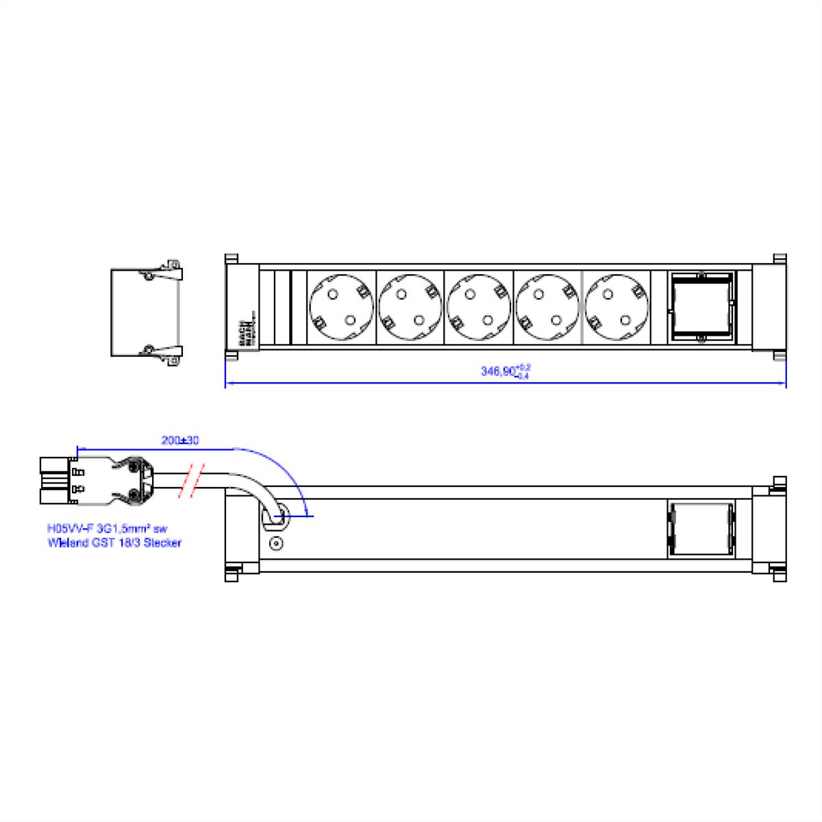 BACHMANN POWER FRAME 5xCEE7/3 1xCM 0.2m GST18i3