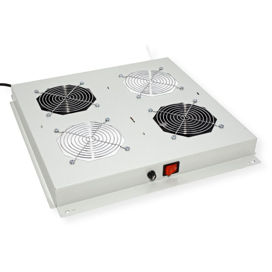 ROLINE 19-inch dakventilatie unit met 2 ventilatoren, thermostaat, grijs