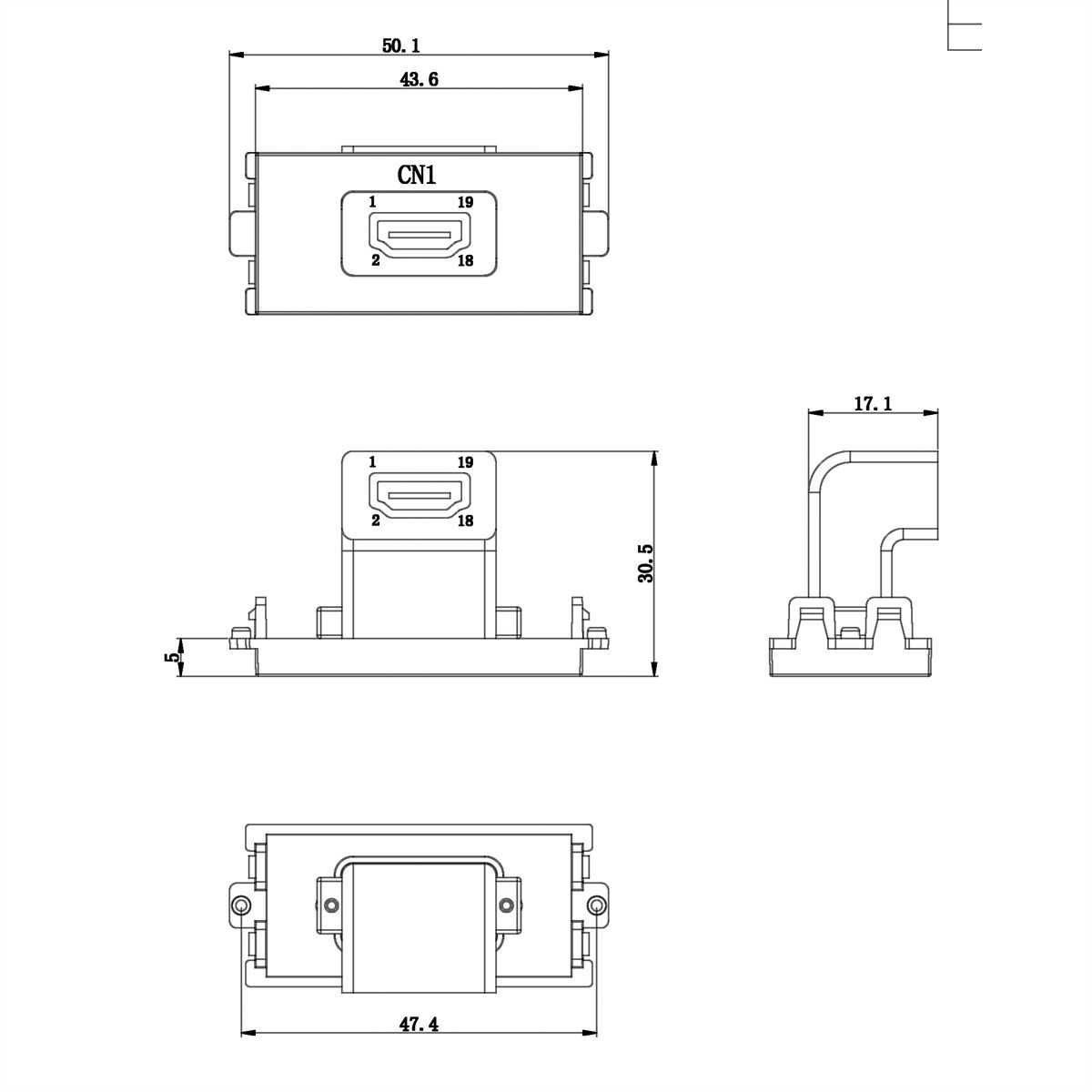 VALUE A/V Aansluit Systeem, HDMI Module (1x HDMI Female)