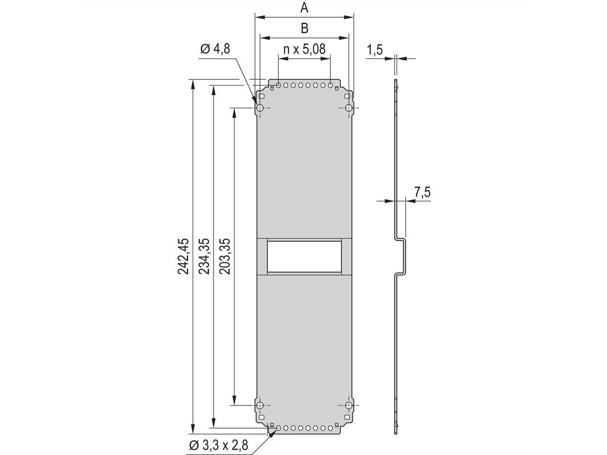 SCHROFF montageframe insteekmodule achteraan, glad, 6 HE, 42 HP