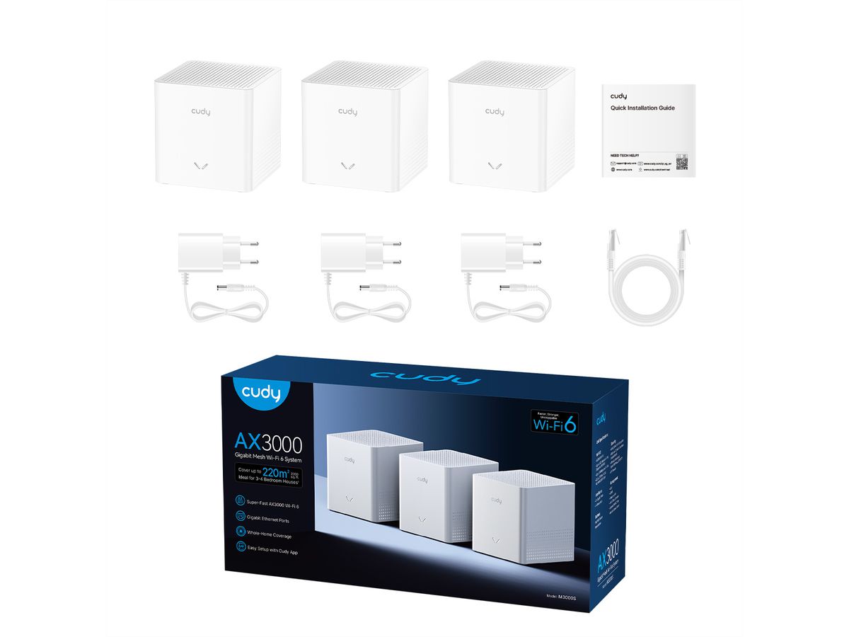 CUDY M3000S AX3000 Wi-Fi 6 Mesh Lösung, 3-Pack
