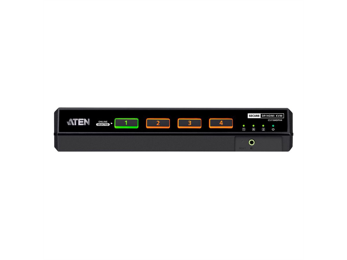 ATEN CS1184DPH4 4-Port USB 5K DP/HDMI Universal Secure KVM Switch , Single Display