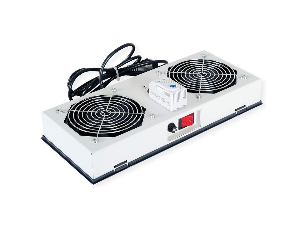 ROLINE ventilatie-unit met 2 ventilatoren, thermostaat, voor 19-inch wandbehuizing grijs