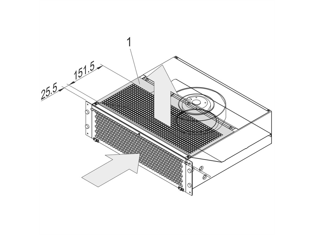 SCHROFF Air Deflector Plate for 19" Pusher Fan, 3 U, Hose Connection Rear