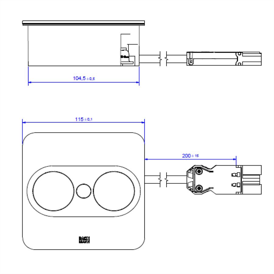 BACHMANN TWIST 2 1xCEE7/3 1xUSB A/C 22W 0.2m GST18 silver square
