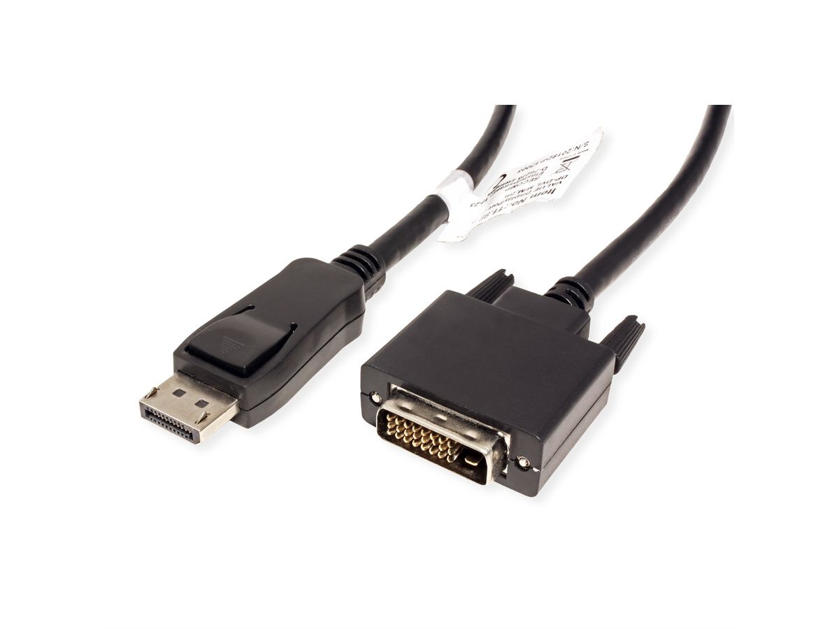 VALUE DisplayPort Kabel DP Male - DVI-D Male, zwart, 2 m