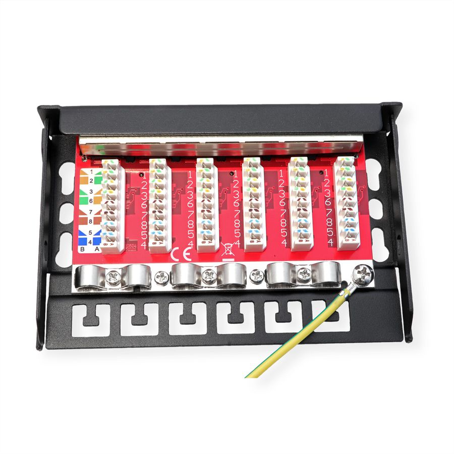 ROLINE Minipatchpaneel, Cat.6A/Cl.EA, 0,5U, 6x RJ45-poorten , afgeschermd, zwart