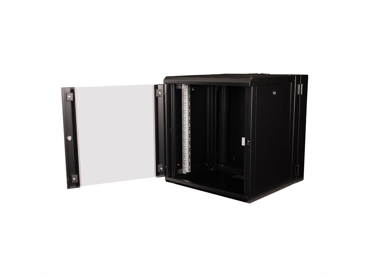 ROLINE 19-inch wandbehuizing Pro 12 U , 600x600 BxD tweedelig draaibaar zwart